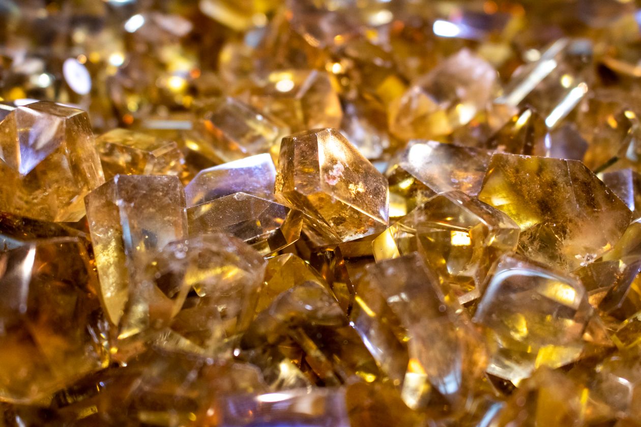 Raw Citrine crystal chunks — golden yellow facets of the abundance stone